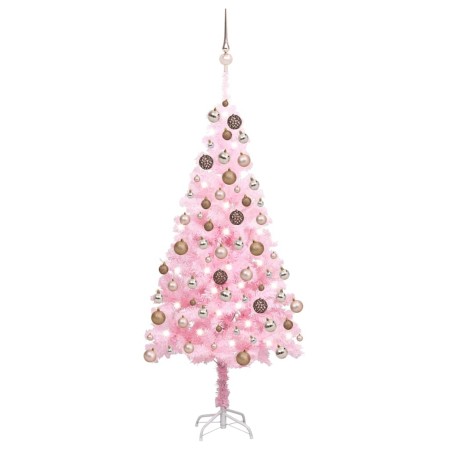 Árbol de Navidad preiluminado con luces y bolas rosa 180 cm en Decoración Festiva y Estacional | Comprar online en Foru.es