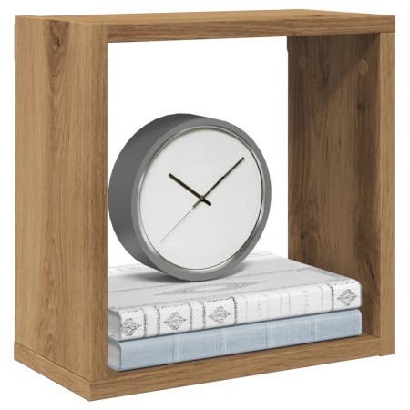 Estantes cubo de pared 4 uds madera roble artisan 30x15x30 cm en Estanterías | Comprar online en Foru.es