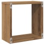 Estantes cubo de pared 4 uds madera roble artisan 30x15x30 cm en Estanterías | Comprar online en Foru.es