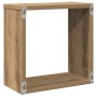 Estantes cubo de pared 6 uds madera roble artisan 30x15x30 cm en Estanterías | Comprar online en Foru.es