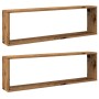 Estantes cubo de pared 2 uds madera envejecida 100x15x30 cm en Estanterías | Comprar online en Foru.es