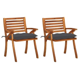 Sillas de comedor jardín con cojines 2 uds madera maciza acacia de vidaXL, Sillas de jardín - Ref: Foro24-3060825, Precio: 26...