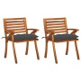 Sillas de comedor jardín con cojines 2 uds madera maciza acacia de vidaXL, Sillas de jardín - Ref: Foro24-3060825, Precio: 26...