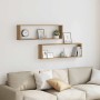 Estantes cubo de pared 2 uds madera roble artisan 100x15x30 cm en Estanterías | Comprar online en Foru.es