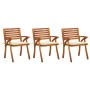 Sillas de comedor jardín con cojines 3 uds madera maciza acacia de vidaXL, Sillas de jardín - Ref: Foro24-3060787, Precio: 25...