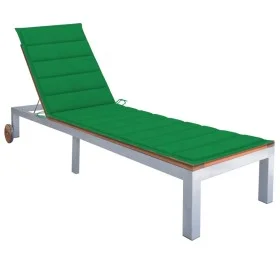 Tumbona con cojín madera maciza de acacia y acero galvanizado de vidaXL, Tumbonas - Ref: Foro24-3061547, Precio: 264,46 €, De...