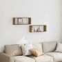 Estantes cubo de pared 2 uds madera roble artisan 60x15x23 cm en Estanterías | Comprar online en Foru.es