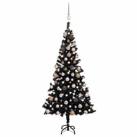 Árbol de Navidad preiluminado con luces y bolas negro 120 cm en Decoración Festiva y Estacional | Comprar online en Foru.es