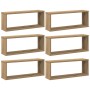 Estantes cubo de pared 6 uds madera roble artisan 60x15x23 cm en Estanterías | Comprar online en Foru.es