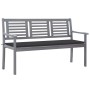 Banco de jardín 3 plazas madera eucalipto gris y cojín 150 cm de vidaXL, Bancos de jardín - Ref: Foro24-3061050, Precio: 225,...