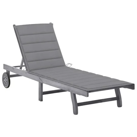 Garden lounger with solid gray acacia wood cushion by vidaXL, Loungers - Ref: Foro24-3061360, Price: 193,88 €, Discount: %