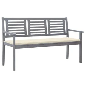 Banco de jardín 3 plazas madera eucalipto gris y cojín 150 cm de vidaXL, Bancos de jardín - Ref: Foro24-3061052, Precio: 215,...