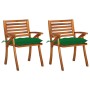 Sillas de comedor jardín con cojines 2 uds madera maciza acacia de vidaXL, Sillas de jardín - Ref: Foro24-3060840, Precio: 25...