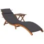 Garden lounger with table and cushion made of solid acacia wood. by vidaXL, Loungers - Ref: Foro24-3061587, Price: 191,14 €, ...