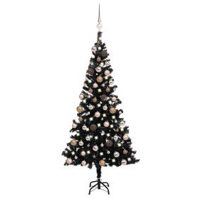 Árbol de Navidad preiluminado con luces y bolas negro 180 cm en Decoración Festiva y Estacional | Comprar online en Foru.es