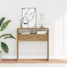 Mesa consola madera de ingeniería roble artesanal 78x30x80 cm en Mesas auxiliares | Comprar online en Foru.es