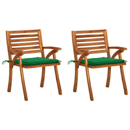 Sillas de comedor jardín con cojines 2 uds madera maciza acacia de vidaXL, Sillas de jardín - Ref: Foro24-3060795, Precio: 25...