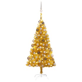 Árbol de Navidad preiluminado con luces y bolas dorado 150 cm en Decoración Festiva y Estacional | Comprar online en Foru.es