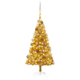 Árbol de Navidad preiluminado con luces y bolas dorado 150 cm en Decoración Festiva y Estacional | Comprar online en Foru.es