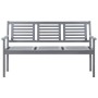 Banco de jardín 3 plazas madera eucalipto gris y cojín 150 cm de vidaXL, Bancos de jardín - Ref: Foro24-3061065, Precio: 226,...