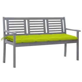 Banco de jardín 3 plazas madera eucalipto gris y cojín 150 cm de vidaXL, Bancos de jardín - Ref: Foro24-3061076, Precio: 222,...