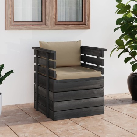 Sillón de jardín con cojines madera de pino de vidaXL, Sofás modulares de exterior - Ref: Foro24-3061722, Precio: 96,17 €, De...