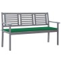 Banco de jardín 3 plazas madera eucalipto gris y cojín 150 cm de vidaXL, Bancos de jardín - Ref: Foro24-3061055, Precio: 225,...