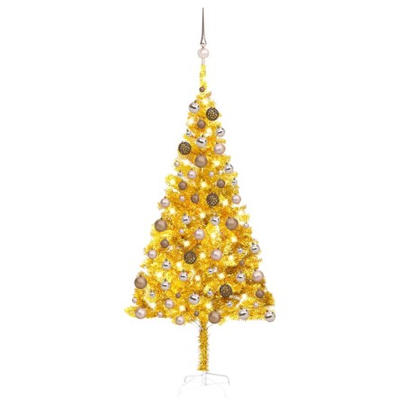 Árbol de Navidad preiluminado con luces y bolas dorado 180 cm en Decoración Festiva y Estacional | Comprar online en Foru.es