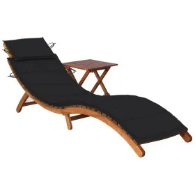 Tumbona de jardín con mesa y cojín madera maciza de acacia von vidaXL, Liegen - Ref: Foro24-3061594, Preis: 187,93 €, Rabatt: %