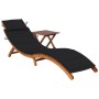 Tumbona de jardín con mesa y cojín madera maciza de acacia de vidaXL, Tumbonas - Ref: Foro24-3061594, Precio: 199,29 €, Descu...
