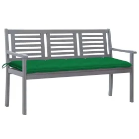 Banco de jardín 3 plazas madera eucalipto gris y cojín 150 cm de vidaXL, Bancos de jardín - Ref: Foro24-3061070, Precio: 222,...