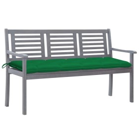 Banco de jardín 3 plazas madera eucalipto gris y cojín 150 cm de vidaXL, Bancos de jardín - Ref: Foro24-3061070, Precio: 227,...