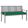 Banco de jardín 3 plazas madera eucalipto gris y cojín 150 cm de vidaXL, Bancos de jardín - Ref: Foro24-3061070, Precio: 227,...