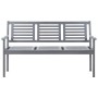 Banco de jardín 3 plazas madera eucalipto gris y cojín 150 cm de vidaXL, Bancos de jardín - Ref: Foro24-3061070, Precio: 227,...