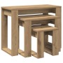 Mesas apilables 3 uds madera de ingeniería roble artisan en Mesas auxiliares | Comprar online en Foru.es
