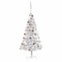 Árbol de Navidad preiluminado con luces y bolas plateado 150 cm en Decoración Festiva y Estacional | Comprar online en Foru.es