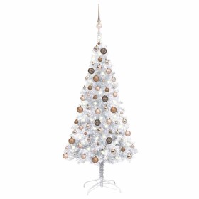 Árbol de Navidad preiluminado con luces y bolas plateado 150 cm en Decoración Festiva y Estacional | Comprar online en Foru.es