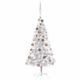 Árbol de Navidad preiluminado con luces y bolas plateado 150 cm en Decoración Festiva y Estacional | Comprar online en Foru.es