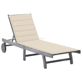 Garden lounger with solid gray acacia wood cushion by vidaXL, Loungers - Ref: Foro24-3061361, Price: 197,29 €, Discount: %