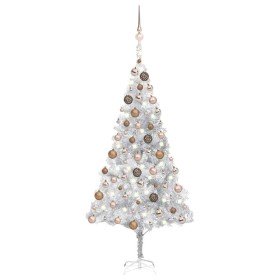 Árbol de Navidad preiluminado con luces y bolas plateado 180 cm en Decoración Festiva y Estacional | Comprar online en Foru.es