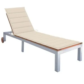 Tumbona con cojín madera maciza de acacia y acero galvanizado de vidaXL, Tumbonas - Ref: Foro24-3061544, Precio: 264,46 €, De...
