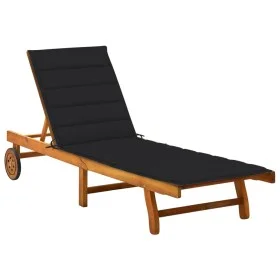 Tumbona de jardín con cojín madera maciza de acacia de vidaXL, Tumbonas - Ref: Foro24-3061351, Precio: 208,56 €, Descuento: %