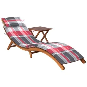 Tumbona de jardín con mesa y cojín madera maciza de acacia de vidaXL, Tumbonas - Ref: Foro24-3061600, Precio: 189,03 €, Descu...