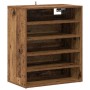 Mueble zapatero madera ingeniería madera envejecida 60x35x70 cm en Zapateros y organizadores de calzado | Comprar online en Foru