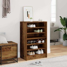 Mueble zapatero madera ingeniería madera envejecida 60x35x92 cm en Zapateros y organizadores de calzado | Comprar online en Foru