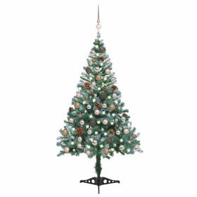 Árbol de navidad glaseado con LEDs, bolas y piñas 150 cm en Decoración Festiva y Estacional | Comprar online en Foru.es