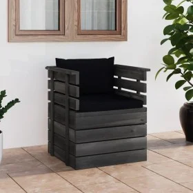 Garden armchair with pine wood cushions by vidaXL, Modular outdoor sofas - Ref: Foro24-3061726, Price: 96,45 €, Discount: %