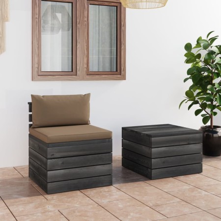 Muebles de jardín de palets 2 piezas cojines madera de pino de vidaXL, Conjuntos de jardín - Ref: Foro24-3061667, Precio: 153...