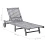 Garden lounger with solid gray acacia wood cushion by vidaXL, Loungers - Ref: Foro24-3061370, Price: 197,29 €, Discount: %