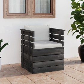 Sillón de jardín con cojines madera de pino de vidaXL, Sofás modulares de exterior - Ref: Foro24-3061721, Precio: 105,88 €, D...